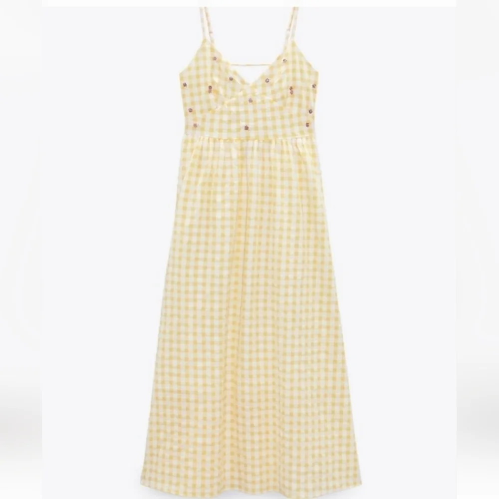 ZARA gingham Long Summer dress - Picture 6 of 9